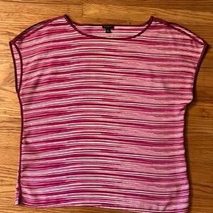 Ann Taylor Boxy Pink and White Cap Sleeve Tee